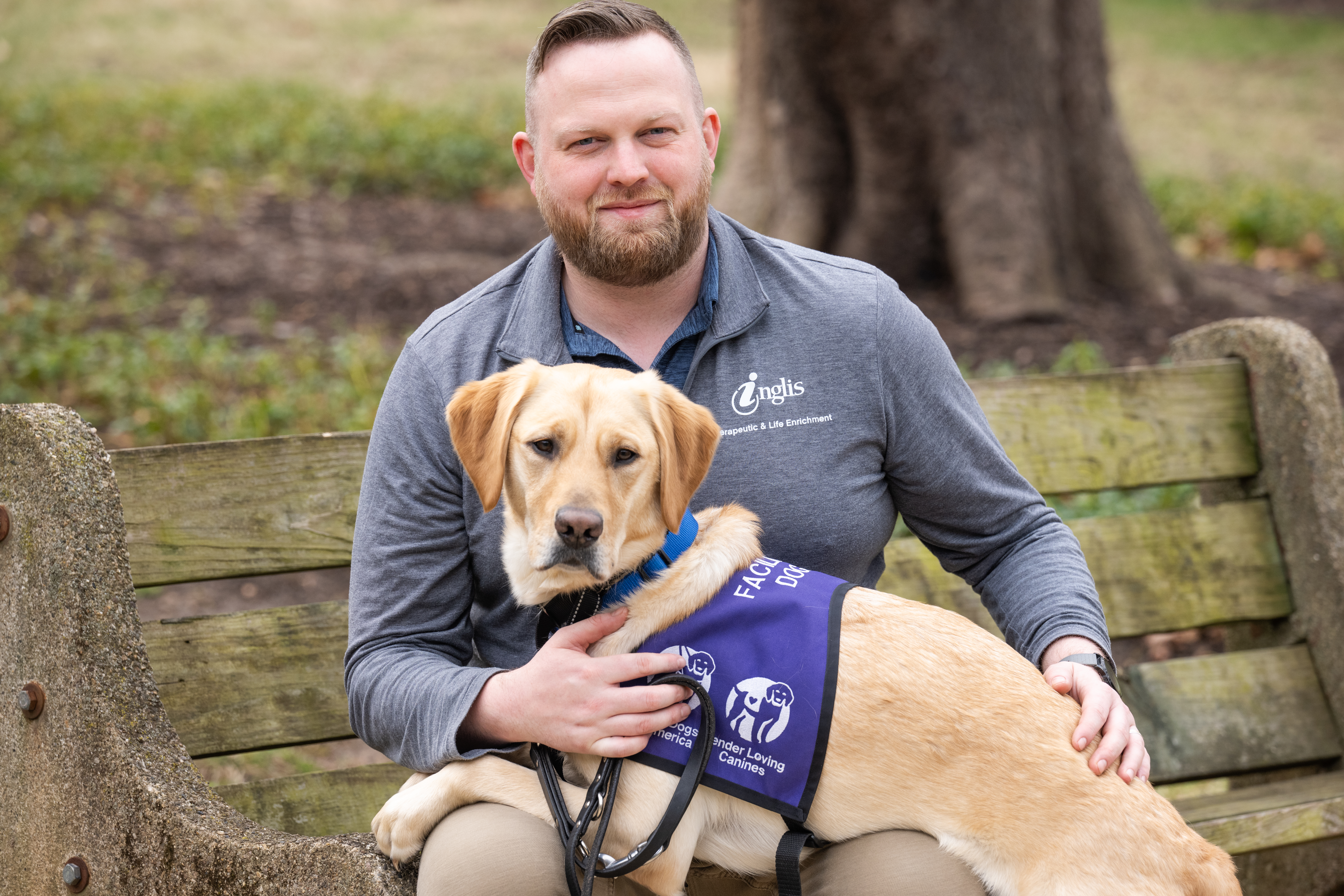 Facility Dog, Leroy, and CTRS Jeremy.